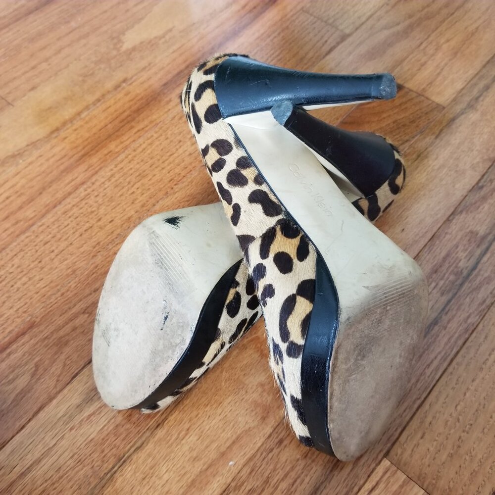 Calvin Klein leopard print open toe heels 7.5 - Picture 5 of 7